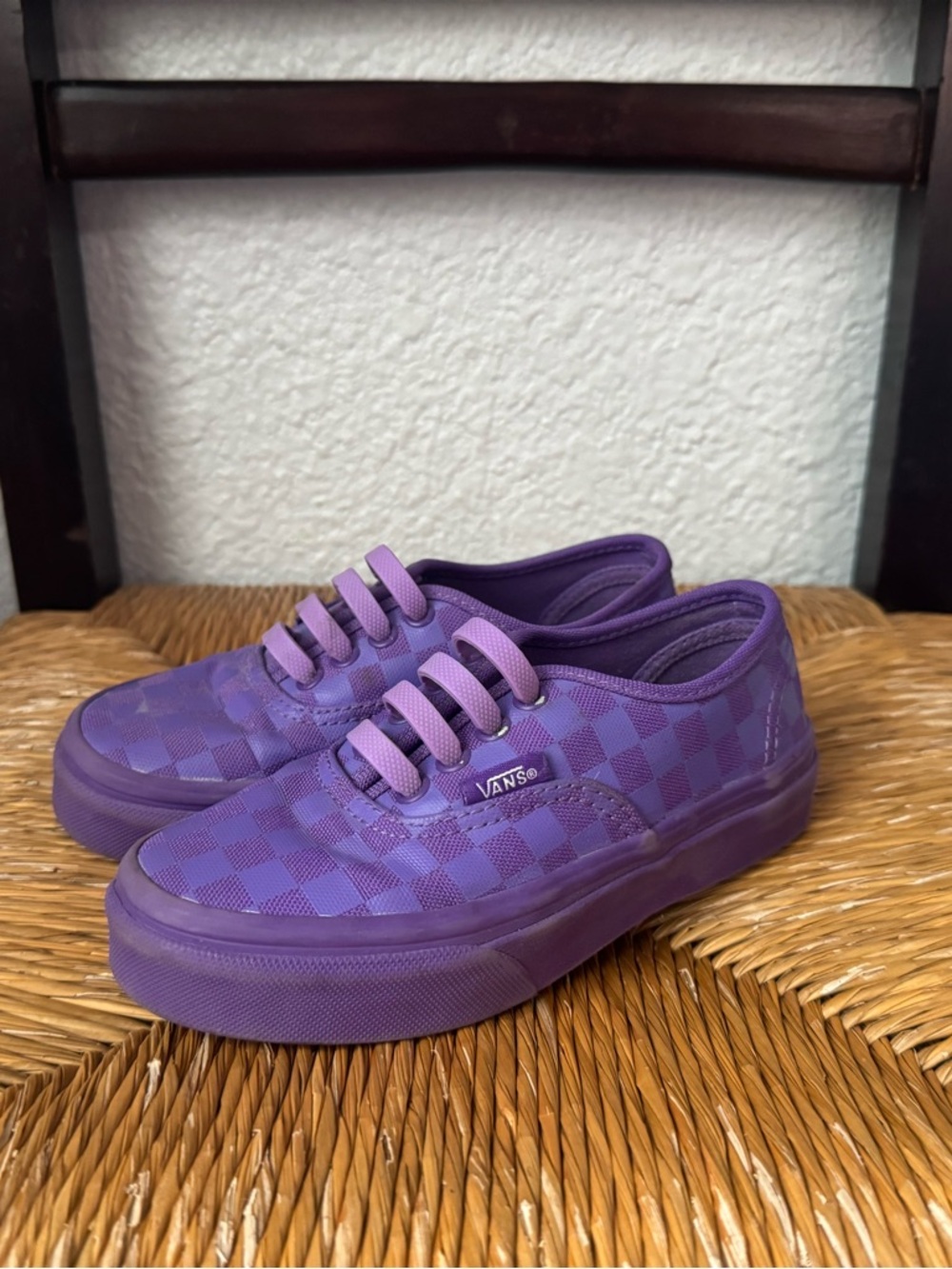 Vans Kids Purple Checkerboard Low-Top Sneakers